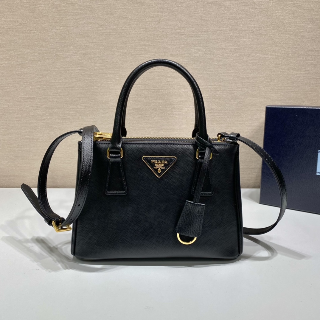 Prada Small Galleria Saffiano Leather Bag Tote Shoulder Bag Black 1BA896